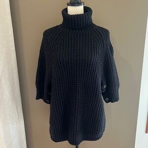 J. Crew Women's Chunky Black Knit Turtleneck Sweater, Size XS